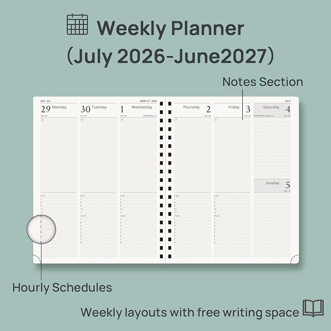 POPRUN 2026-2027 Weekly Planner 10" x 8"Weekly and Monthly Planner Calendar