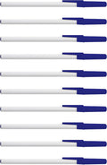 DISCOUNT PROMOS Value Stick Pens Set of 10, Bulk Pack - Black Ink, Great for Office, School, Business, Tradeshows, Events - Blue