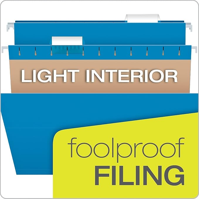 Pendaflex Recycled Hanging Folders, Letter Size, Blue, 1/5 Cut, 25/BX (81603)