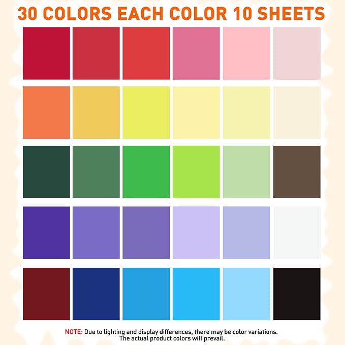 MAXECHO 8.5" X 11" Colored Cardstock Bulk 300 Assorted Sheets in 30 Colors Construction Paper Card Stock Printer Paper for DIY Crafts, Kids School Supplies, Cricut, 180 GSM