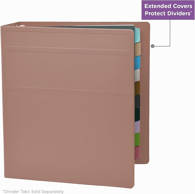 Carstens 2-Inch Heavy Duty 3-Ring Binder - Side Opening, Dusty Rose, Durable Plastic, Precision No-Gap Rings, Waterproof Cover, No Pockets, Holds 300 US Letter Sheets, BPA-Free, Made in USA (2825-3R)