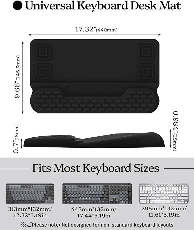 Wrist Rest for Computer Keyboard, 2 in 1 Keyboard Wrist Support Pad, Memory Foam Keyboard Riser Holder Lift Tray with Wrist Pad for Easy Typing for Office Desk, Home, School (Round Black)