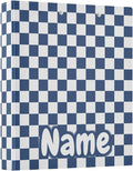 Custom 3 Ring Binder Blue White Checkered Plaid 1.5" Round Ring Binders Personalized Name View Binder with 200 Sheet for Kids School Supplies Women Men Office, 1 Pack
