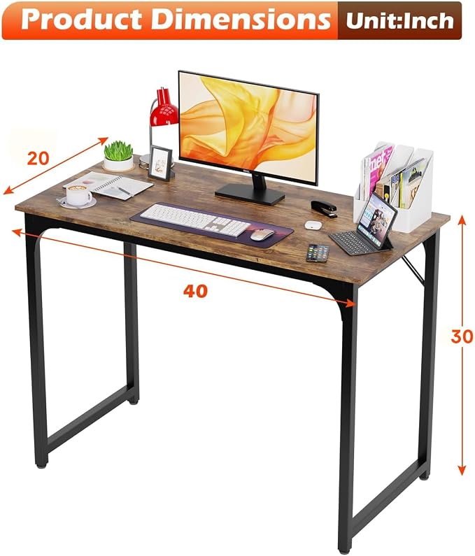 PayLessHere 32/39/47 inch Computer Desk Study Writing Table, Adjustable feet, Modern Furniture for Home Office (1, Vintage, 39 inch)