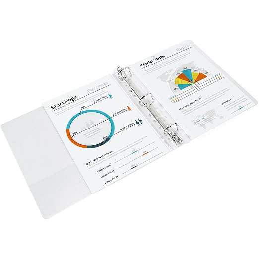 Amazon Basics 3 Ring Binders, 1.5 Inch D-Ring Organizer for School, Home Office, White, 4 Pack