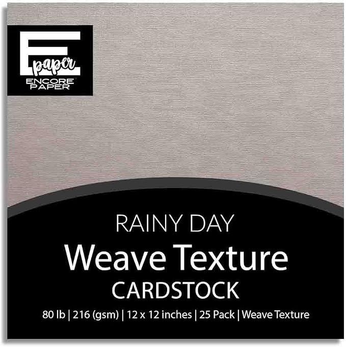 RAINY DAY—12x12 Textured Cardstock | 80lb Textured Gray Scrapbook Paper | Premium Cardstock for Cricut Cutting | 25 Sheets