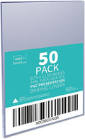 Binditek 8 Mil PVC Binding Covers, 8.75 x 11.25 Inches, Clear, 50 Pack | PVC Binding Presentation Covers, 8.75 x 11.25 Inches Oversize, Square Corners, Unpunched, for Office School Supplies