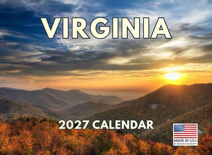 Virginia Calendar 2027 Monthly Wall Calender 12 Month