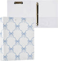 Aslsiy 3 Ring Binder 1.5 Inch Cute Blue Coquette Bow Round Clipboard Binder White Decorative Harcover Binders Organizer for Office Supplies