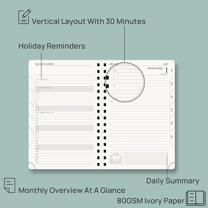 POPRUN 2026-2027 Daily Planner One Page Per Day, 5.75" x 8.5", Day Planner