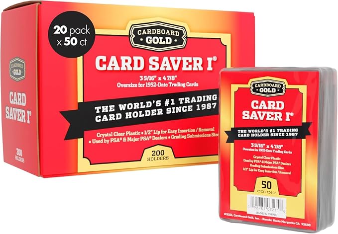 Cardboard Gold Card Saver 1 - Semi Rigid Card Holders - 1000 Count | PSA BGS SGC Grading Submissions, Acid-Free Polypropylene Protectors, Trading Baseball Sleeves, Binder Storage Compatible
