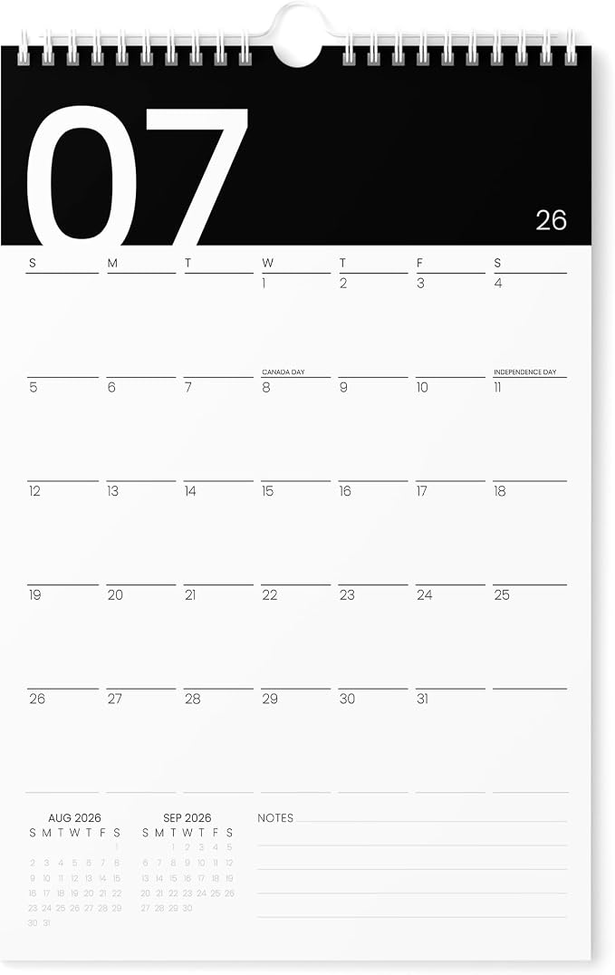 Karto Wall Calendar 2026-2027 11x17 in - Modern Black