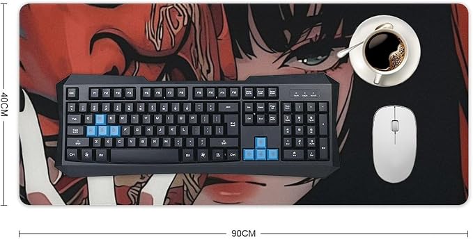 Aesthetic Japanese Anime Girl Samurai Woman Gaming Mousepad Large Non-Slip Rubber Desk Mat Keyboard Computer Pad for Home Office 40x90cm