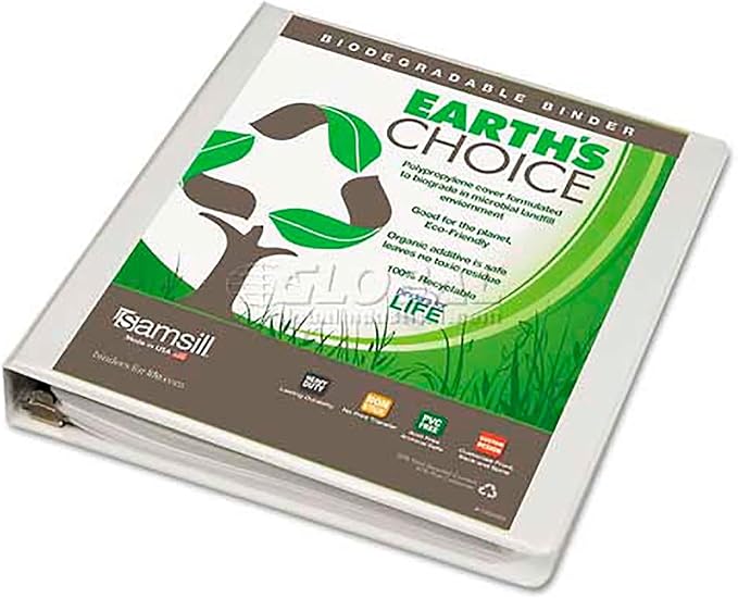Samsill Plant-Based 1 Inch Durable D-Ring, View Binder, Eco-Friendly, USDA Certified Biobased, White, Pack of 1