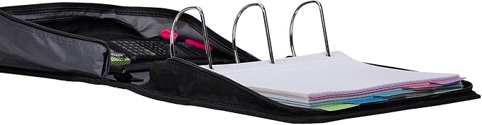 Case-it School Zipper Binder | 4-Inch D-Rings | 800-Sheet | D-186 Red | King Sized Zip Tab, 5-Subject Expanding File Folder, Multiple Pockets, Storage Organizer, Shoulder Strap, Office