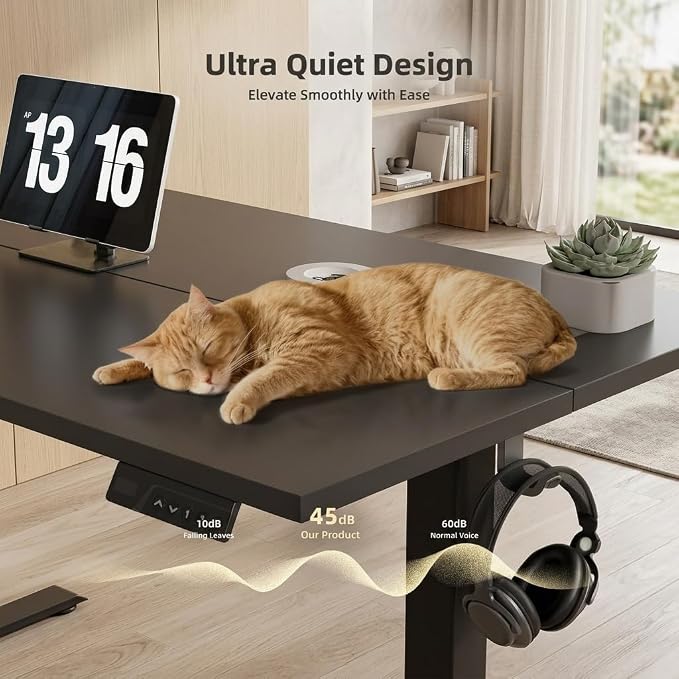 Claiks Electric Height Adjustable Standing Desk, 40x24 Inch, Deep Black | Smooth Height Adjustment, 3 Memory Presets, Cable Management Hub&Hook, Stable Steel Frame, 176lbs Capacity, Easy Assembly