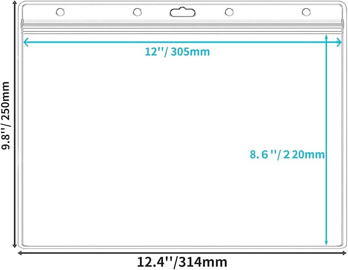 10 Pack 8.5" x 11" Waterproof Resealable Zip Sheet Protectors, Clear Plastic Sleeves for Documents Photos, Heavy Duty Hanging Wall Sign & Job Ticket Holders, Horizontal Page Protectors