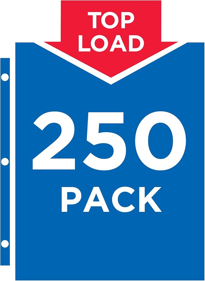 Avery® Diamond Clear Heavyweight Sheet Protectors, Easy Load, 250 Document Protectors (76006) | Top Loading Design | Polypropylene Construction | Prepunched Binder Holes | Archival Safe Storage | Nonstick Finish