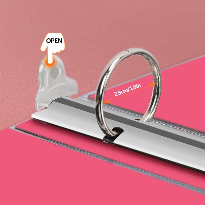 NatureTouch 3 Ring Binder, Glitter 1 Inch Organizer (10.5'' x 11.5'') Holds 8.5'' x 11''Letter Size 300 Pages, Waterproof Durable View Binder, 1 Pack, Pink