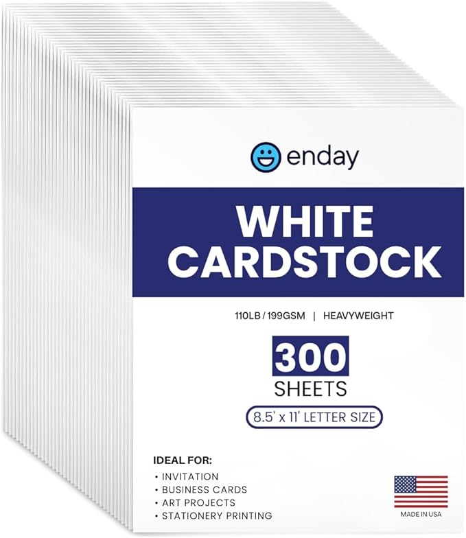White Cardstock Paper 300 Sheets 8.5 x 11, Thick White Cardstock 110LB, Heavyweight Cardstock Paper for Invitations, Crafts, Printing, Business Cards, Art Projects Valentines Day Cards!