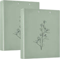 Sage Green Minimalist Floral Binder 3 Ring 1.5 Inch Binder with Clipboard&Pockets, Hardcover Binders Heavy Duty Large File Folder for Office School Supplies - Holds 200 Sheets, 2 PC