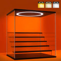 Acrylic Display Case with Adjustable LED Light, 6 Tier Clear Display Box Dustproof Showcase for Action Figures, Collectibles and Mini Toys, Assembly Display Cabinet(Black 15.5*12.5*16.7in)