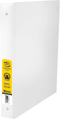 BAZIC Products 1" White 3-Ring Binder, Round Ring, 2 Pockets, 4-Pack | round rings, 1 in White 3-ring binder, 2 inside pockets, holds up to 175 sheets, Durable poly cover