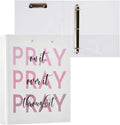 Pray on It Prayer Binder 3 Ring 1.5 Inch Binder with Clipboard&Pockets, Christian Hardcover Binders Heavy Duty Large File Folder for Office School Supplies - Holds 200 Sheets