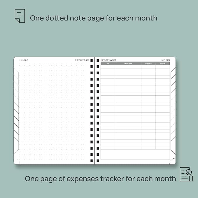POPRUN 2026-2027 Monthly Planner, 6.5" x 8.5" Agenda, 18 Month Calendar