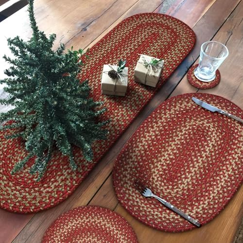 Homespice Apple Pie Jute Braided Placemats, Oval 13x19 Set of 4