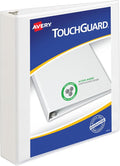 Avery TouchGuard 3 Ring Binder, 1.5" Slant Rings, 1 White Binder | For Daily School, Office and Hospital Use, TouchGuard Surface Protection, Customizable Clear Covers, Smudge-Resistant Pockets