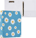 Flower Daisies Floral 1.5 Inch 3 Round Ring Binders with Pocket Clip, Holds 200 Sheets Documents for Office Classroom Student Organization Hard d Ring Binders with Printed
