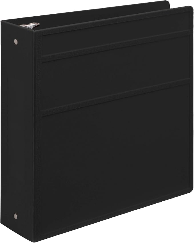 Carstens 3-Inch Heavy Duty 3-Ring Binder - Side Opening, Black, Durable Plastic, Precision No-Gap Rings, Waterproof Cover, No Pockets, Holds 400 US Letter Sheets, BPA-Free, Made in USA (1745-3R)