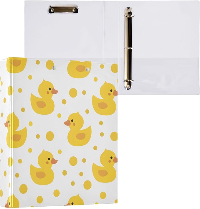 3 Ring Binder Cute Yellow Ducks 1.5" Round Ring Binders View Binder with 200 Sheet for Kids School Supplies Women Men Office, 1 Pack