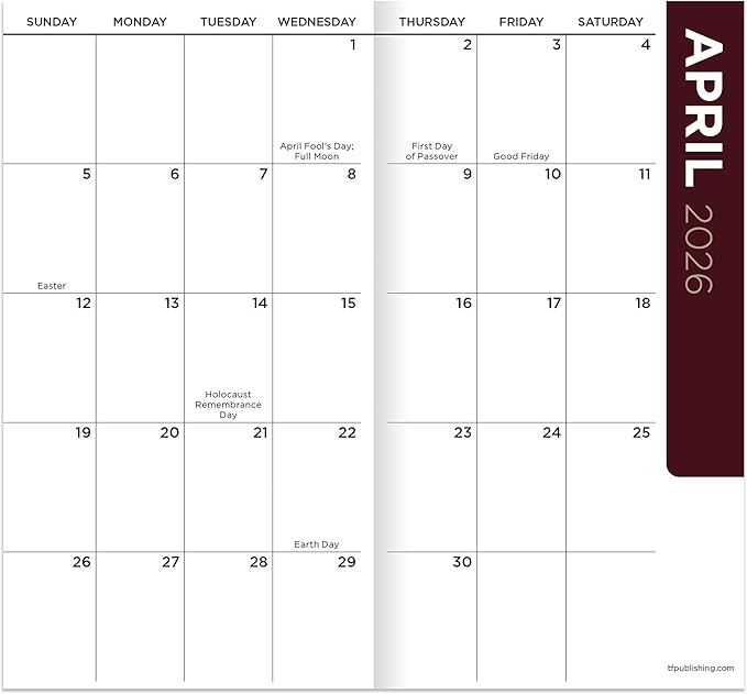 TF Publishing 2026-2027 Maxine Small Monthly Pocket Planner with 2 Page Large Calendar Grid and Lined Notes Section - 2 Year Pocket Calendar 2026-2027 Perfect for Purse - 3.5in x 6.5in