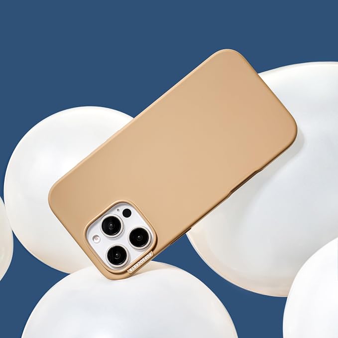 PopSockets iPhone 16 Pro Max Phone Case w/MagSafe Grip- Latte | Magnetic, Wireless Charging, Camera & Drop Protection, Brown, Plain, Cream, Beige, Summer Spring