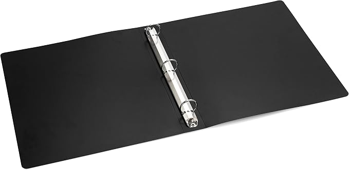 Premium Economy 3 Ring Binder, 1 Inch Pull-Open Round Rings, Holds 175 Sheets, Flexible, Lightweight, 4-Pack, Side Opening, Black