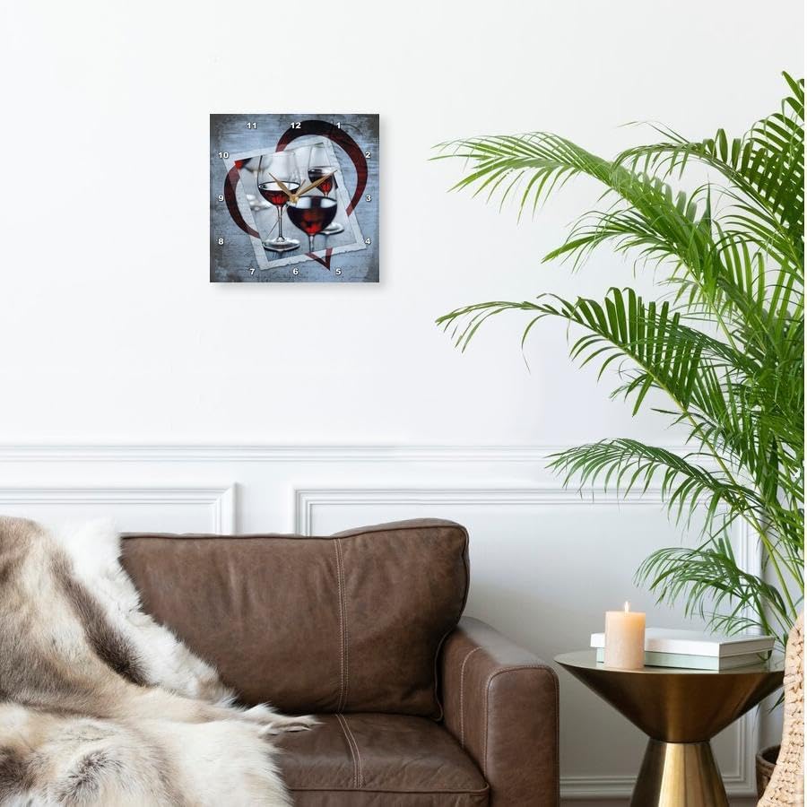 3dRose Wall Clock Silent - 10 inch - Wine Heart - Designs General Themes