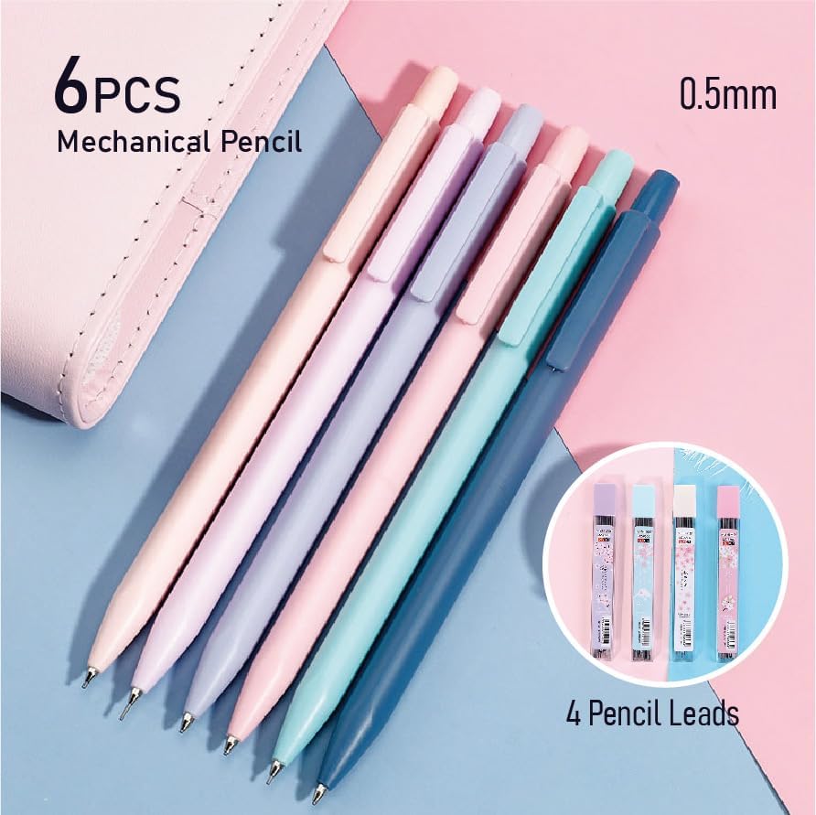 39PCS Macaron color School Supplies set，5 ballpoint pens，notebooks, pencil cse, sticky notes ，6mechanical pencil，2Correction Tapes，4fluorescent pens