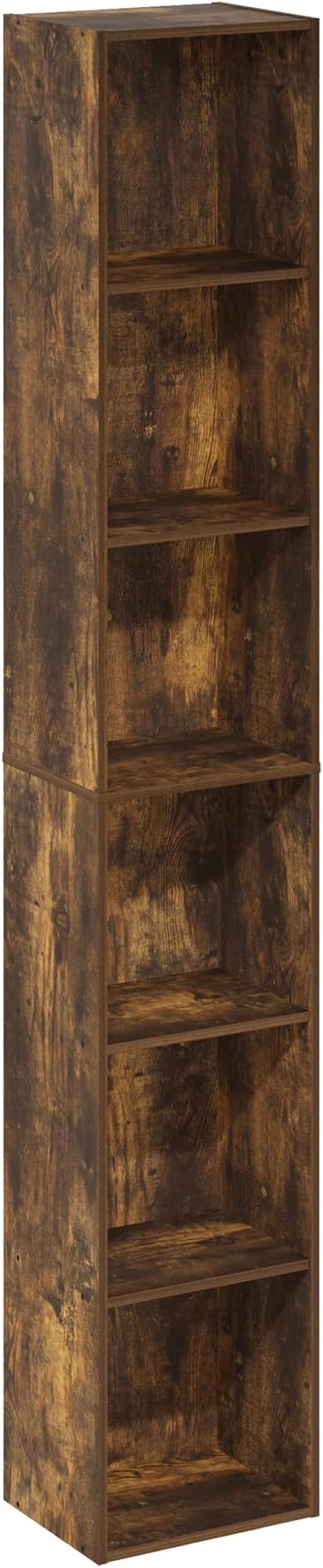 Furinno LUDER Book Shelf, 6-Tier Tall Modern Bookshelf, Bookcase with Open Shelves, 9.3 x 12 x 71, for Living Room, Bedroom, Home Office, Amber Pine
