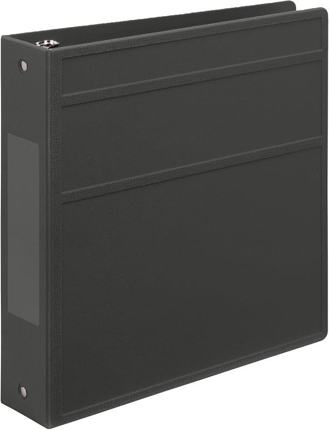 Carstens 2-Inch Heavy Duty 3-Ring Binder - Side Opening, Charcoal Gray, Durable Plastic, Precision No-Gap Rings, Waterproof Covers, No Pockets, Holds 300 Letter Sheets, BPA-Free, Made in USA (5821-3R)