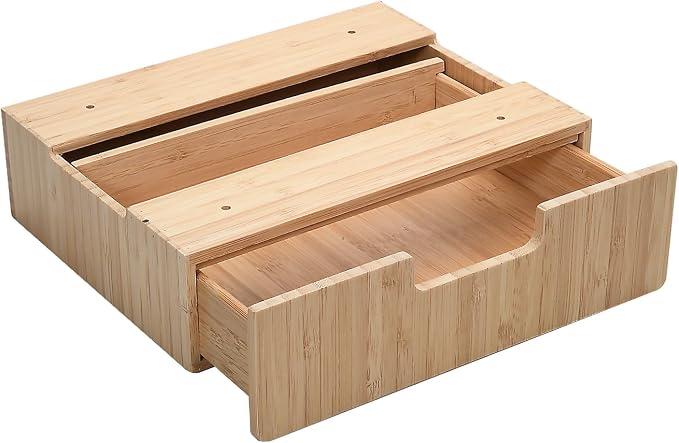MobileVision Bamboo Mountable Drawer for Under Desk, Office Supply Storage for Pens Pencils Paper & More 9.5 x 7.5 x 2.5 INCHES (Inner Drawer Height: 1.25 IN)