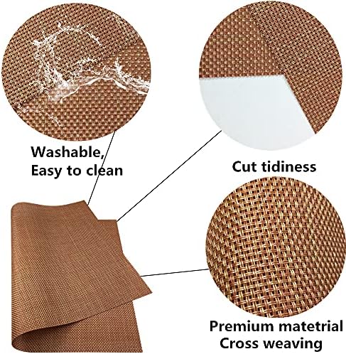 WAZAIGUR Placemats Crisscross Woven Vinyl Place Mats Set of 4 Rust Red