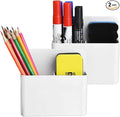 Marbrasse Magnetic Dry Erase Marker Holder,Pen and Eraser Holder for Whiteboard，Magnet Pencil Cup Utility Storage Organizer for Office, Refrigerator, Locker and Metal Cabinets (2 Pack)