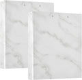 Marble Round Ring Binders 1.5 Inch White 3 Ring Clipboard Binder for Office School Work Supplies Document 200 Sheet Capacity Easy Open 2 Pieces