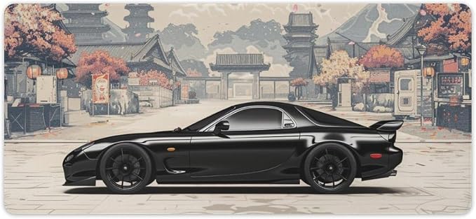 Car Large Mouse Pad Gaming Mousepad Rx7 Cool Black Sport Car JDM Japanese Desk Mat Big Mousepad Extended Keyboard Computer Pad 40X90cm