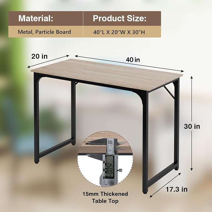 FDW 39 inches Computer Desk, Modern Simple Style Desk for Home Office, Study Student Writing Desk,Nature