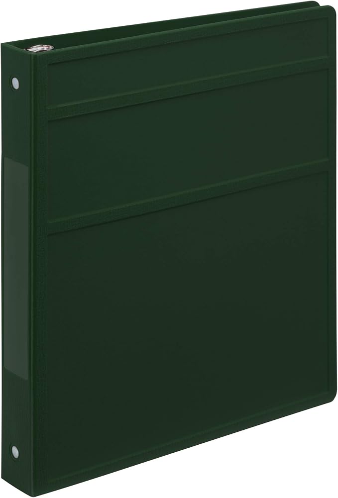 Carstens 1-Inch Heavy Duty 3-Ring Binder - Side Opening, Forest Green, Durable Plastic, Precision No-Gap Rings, Waterproof Cover, No Pockets, Holds 125 Letter Sheets, BPA-Free, Made in USA (8709-3R)
