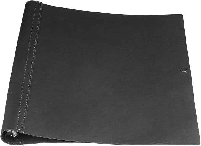 Teling 1 Pcs Leather 3 Ring Binder Holds 8.5 x 11 Inch Paper Binder Organizer Vintage Faux Leather Portfolio Folder Planner for Office Home Document Photo Diary Supplies (Black)
