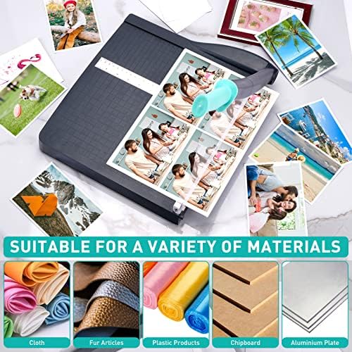 Paper Cutter, Paper Slicer with Safety Guard and Blade Lock, 12" Cut Length Guillotine Paper Cutter with 16 Sheet Capacity, Paper Cutters and Trimmers for Cardstock Cardboard (Black)